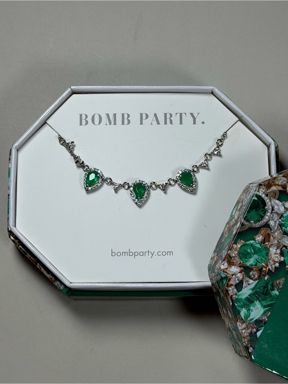 Bomb Party Emerald Teardrop Necklace
